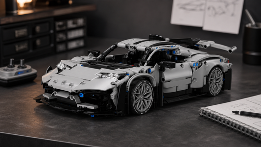 RC building block car shown in a professional collector guide scene