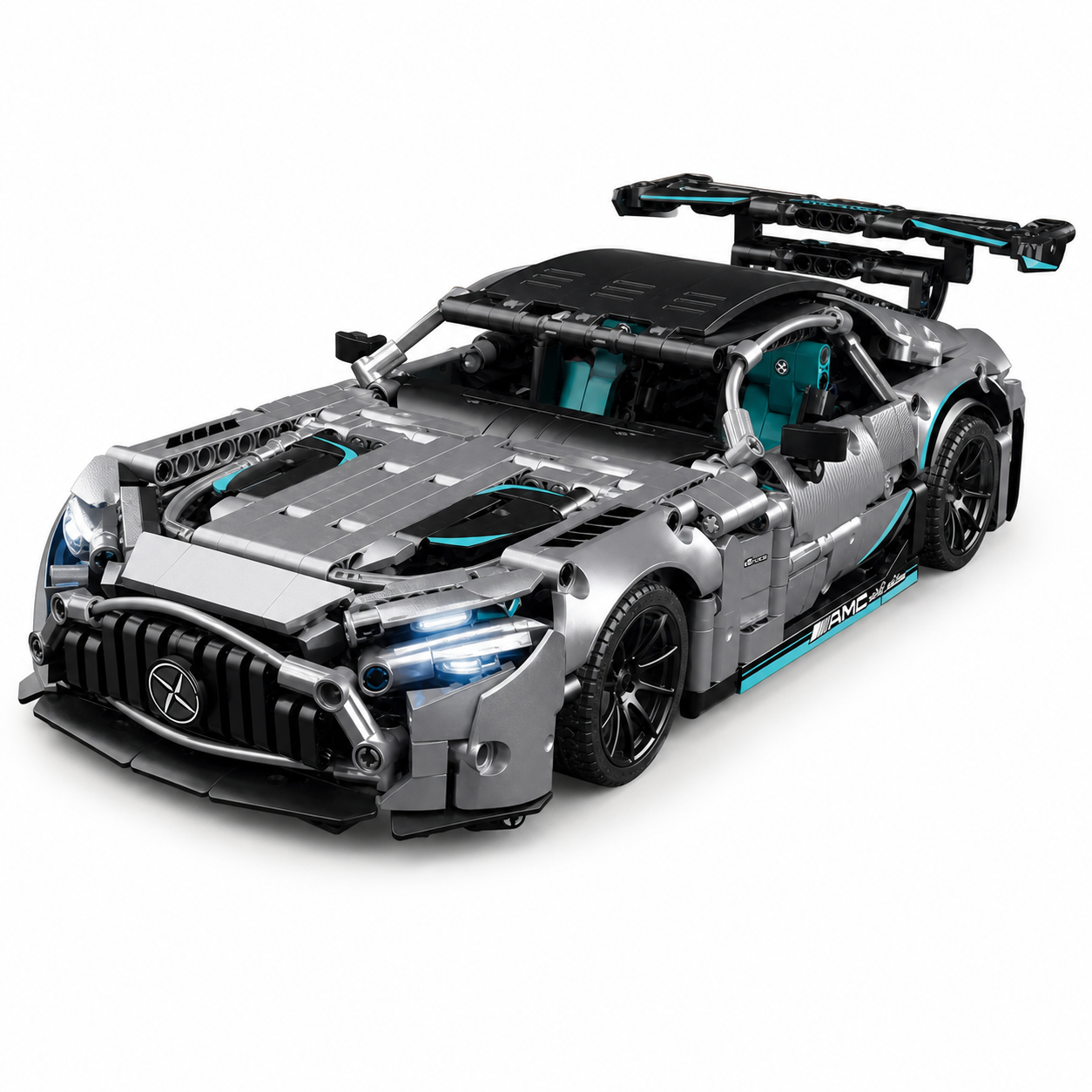Mercedes AMG GT RC Building Block Sports Car Set - Front detail white background