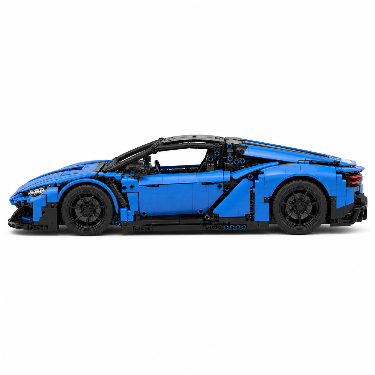 1:14 Dual-Motor RC Blue Supercar Building Block Set - side-profile product image