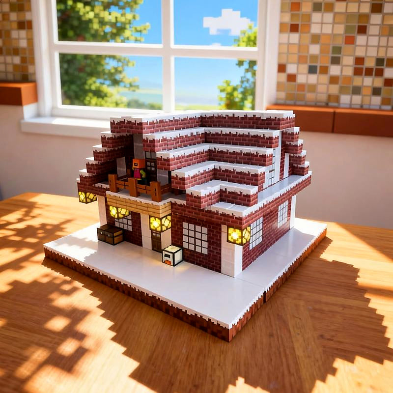 Creative building model made from magnetic cubes