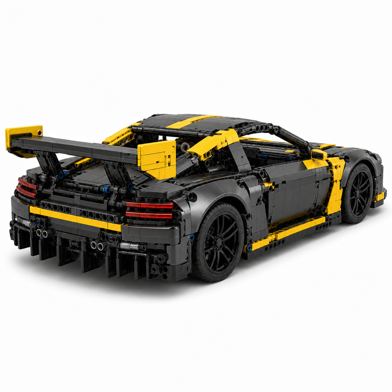 Electric RC Track Sports Car Building Block Set - rear 45-degree product image