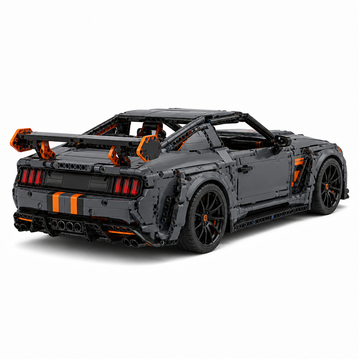 1:8 1400HP-Style RC Muscle Sports Car Building Block Set - rear 45-degree product image