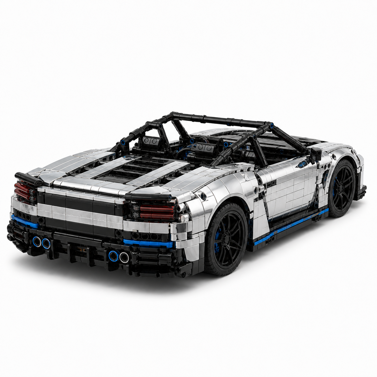 Electroplated GT RC Sports Car Building Block Set - rear 45-degree product image