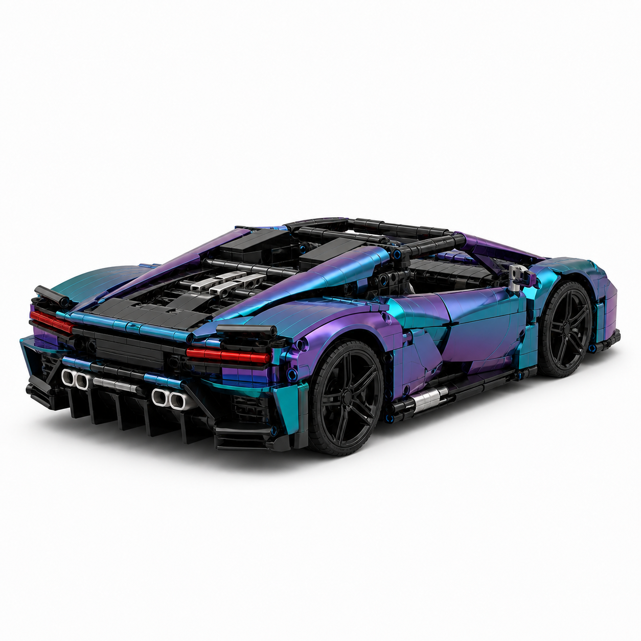 Color-Shift RC Hypercar Building Block Set - rear 45-degree product image