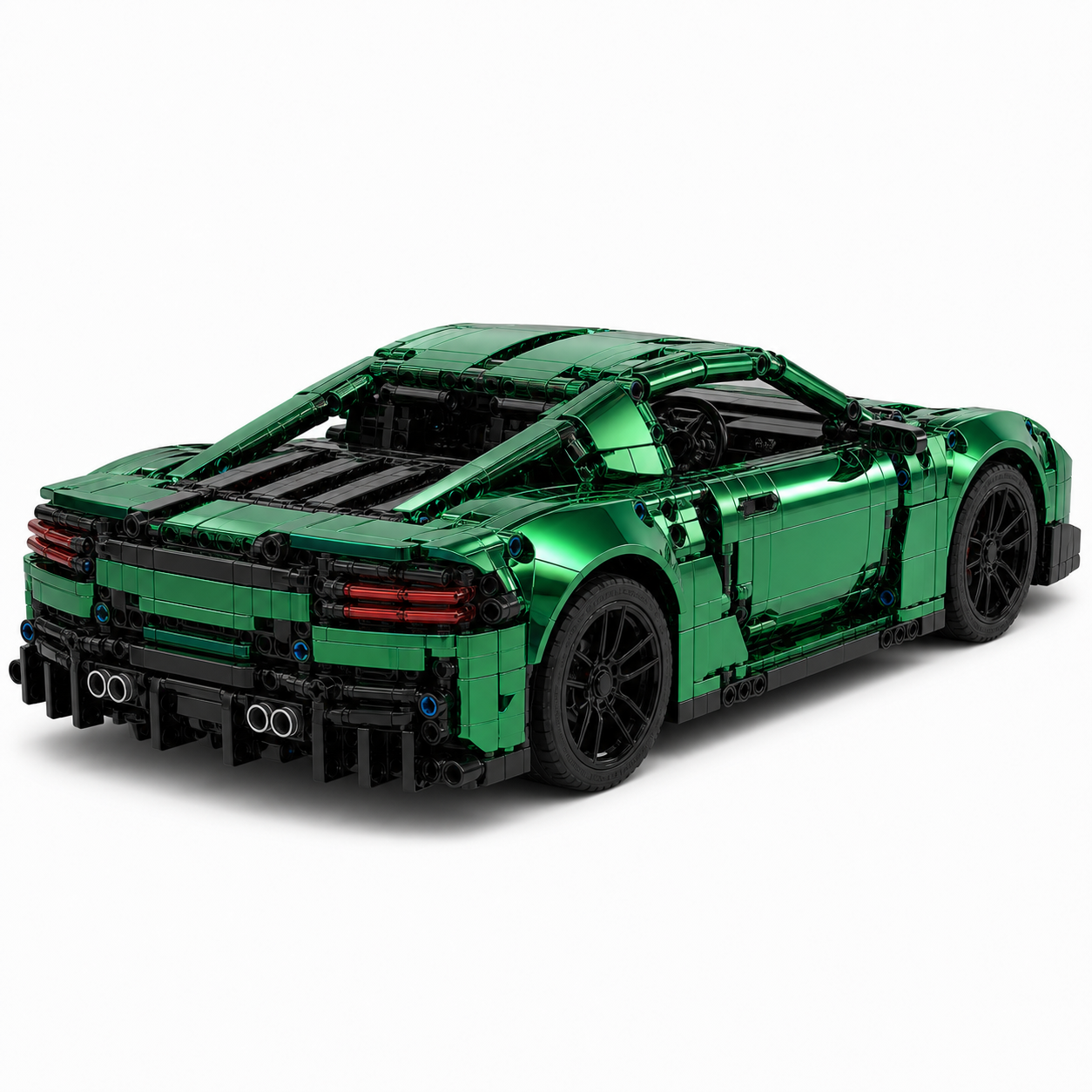 Electroplated RC Sports Car Building Block Set - rear 45-degree product image