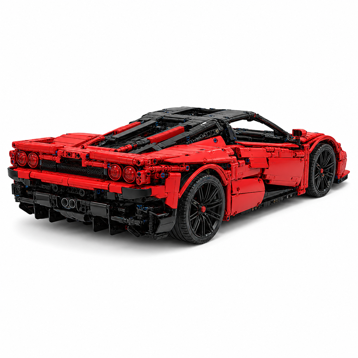 1:8 Red Italian RC Supercar Building Block Set - rear 45-degree product image