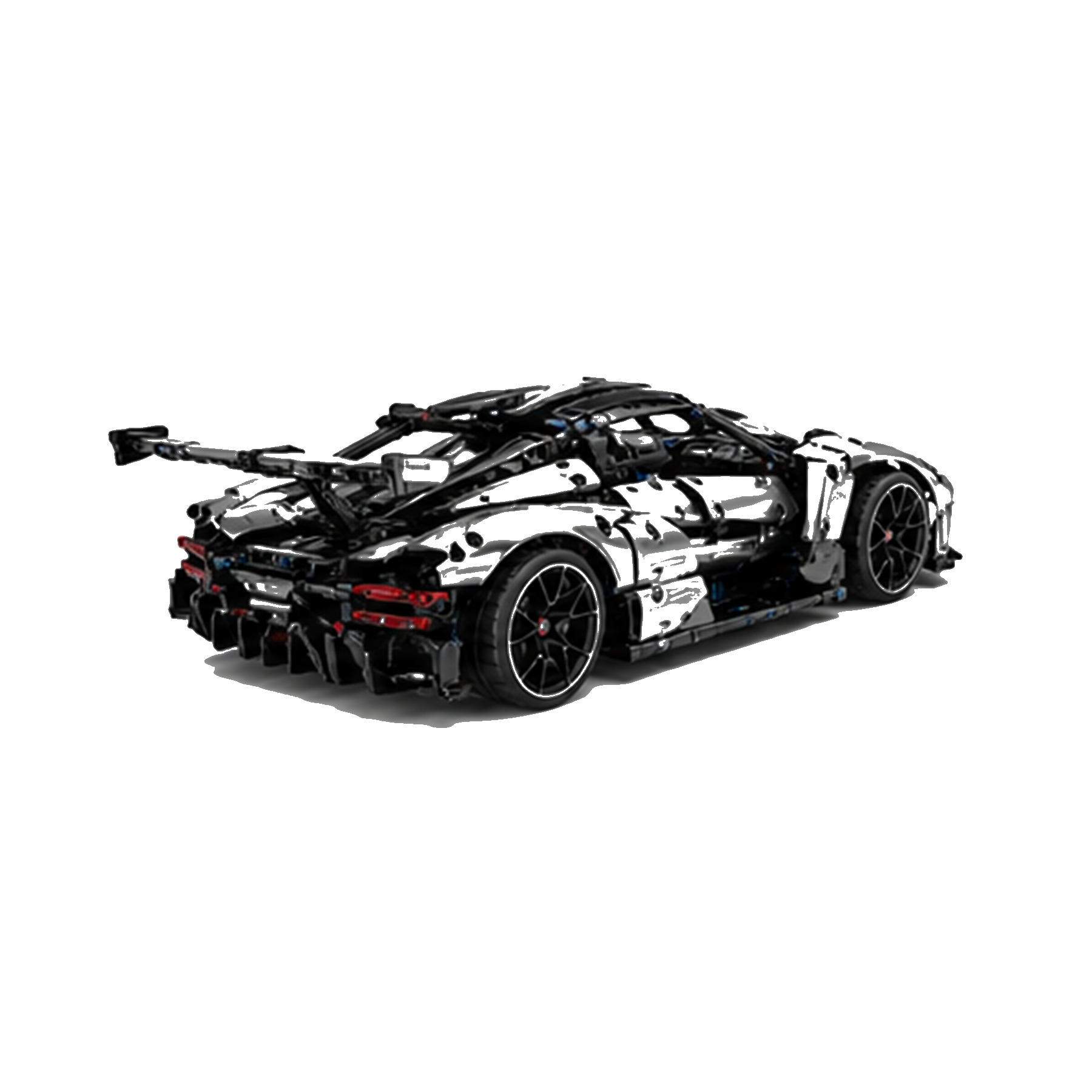 RC Venom-Style Hypercar Building Block Set - Rear three-quarter white background