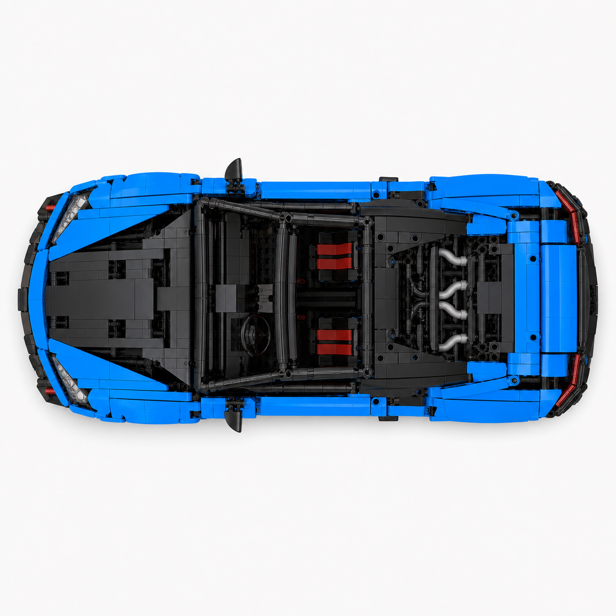 1:14 Dual-Motor RC Blue Supercar Building Block Set - top-view product image