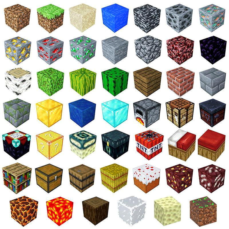 Magnetic cube texture variety grid on white background