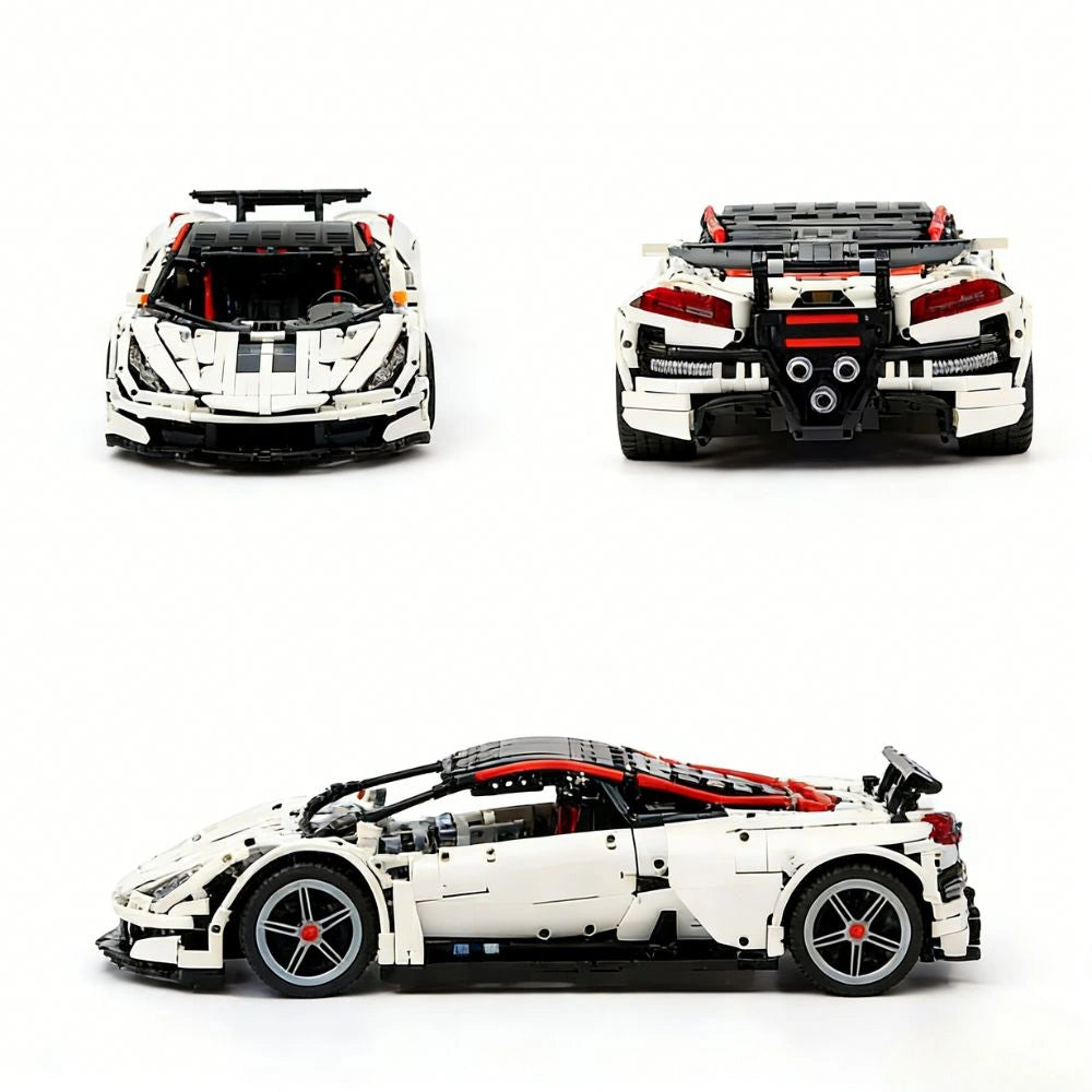 1:10 White Ultimatum GTR V10 Static Sports Car Building Blocks - 2961 PCS