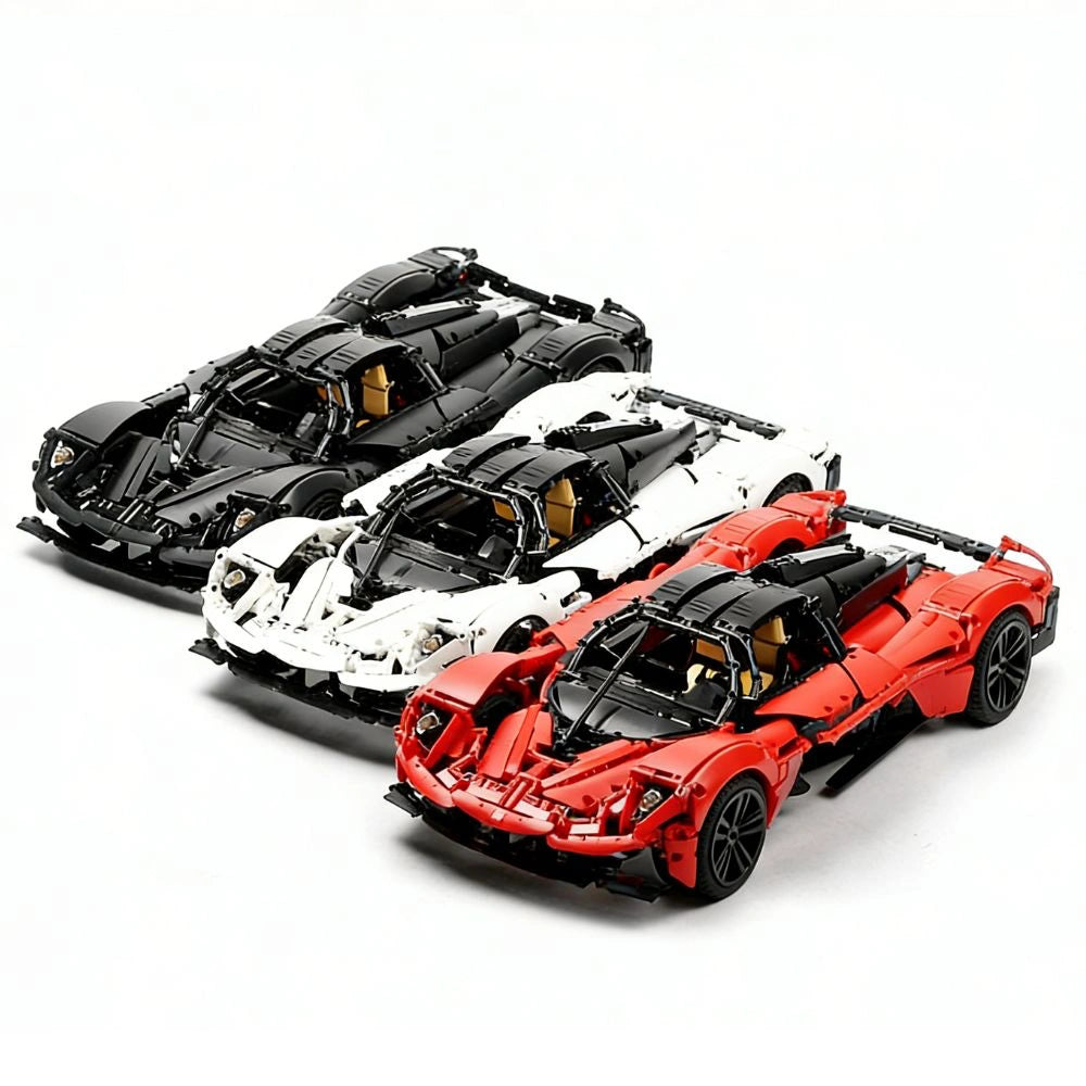 1:8 AM Valkyrie Sports Car Building Blocks (Black/White/Red) - 2514 PCS