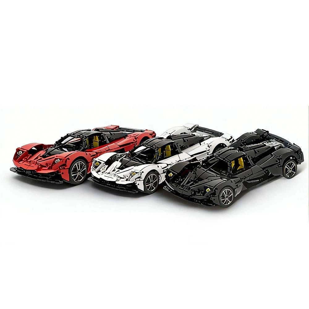 1:8 AM Valkyrie Sports Car Building Blocks (Black/White/Red) - 2514 PCS