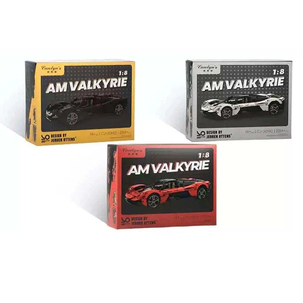 1:8 AM Valkyrie Sports Car Building Blocks (Black/White/Red) - 2514 PCS
