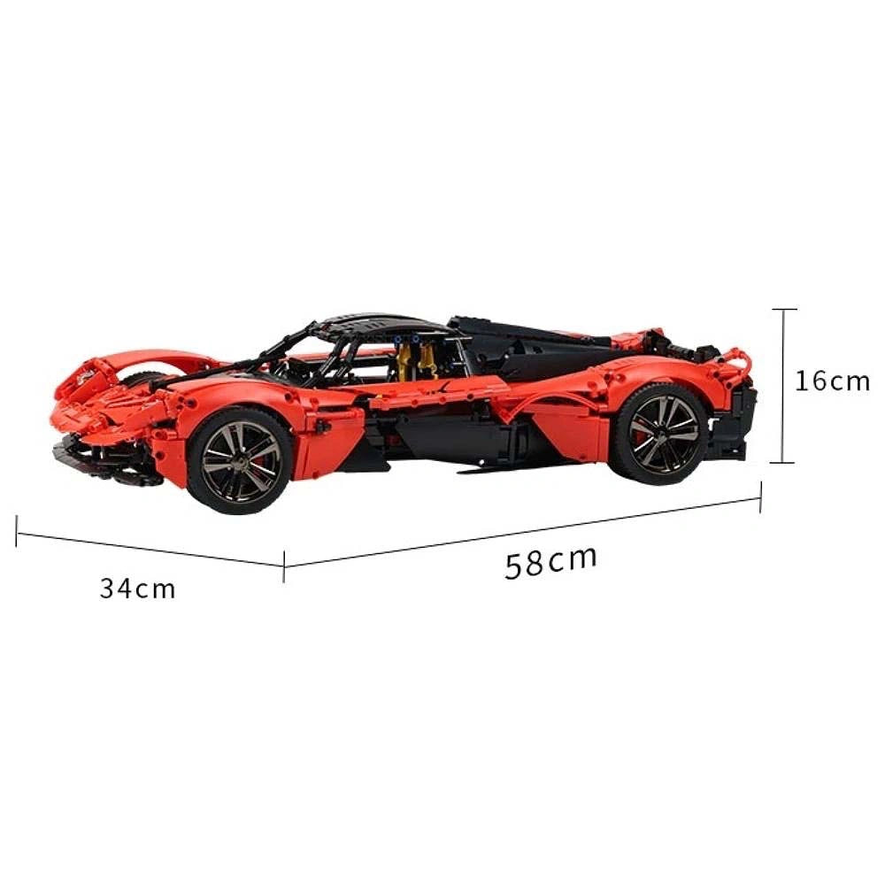 1:8 AM Valkyrie Sports Car Building Blocks (Black/White/Red) - 2514 PCS