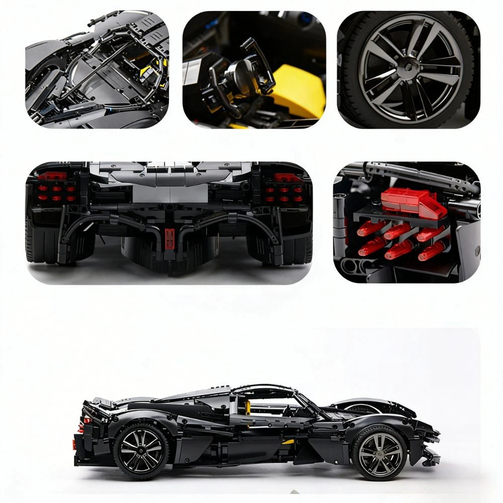 1:8 Black AM Valkyrie Sports Car Building Blocks - 2514 PCS