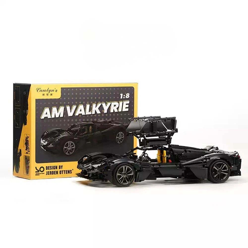 1:8 Black AM Valkyrie Sports Car Building Blocks - 2514 PCS