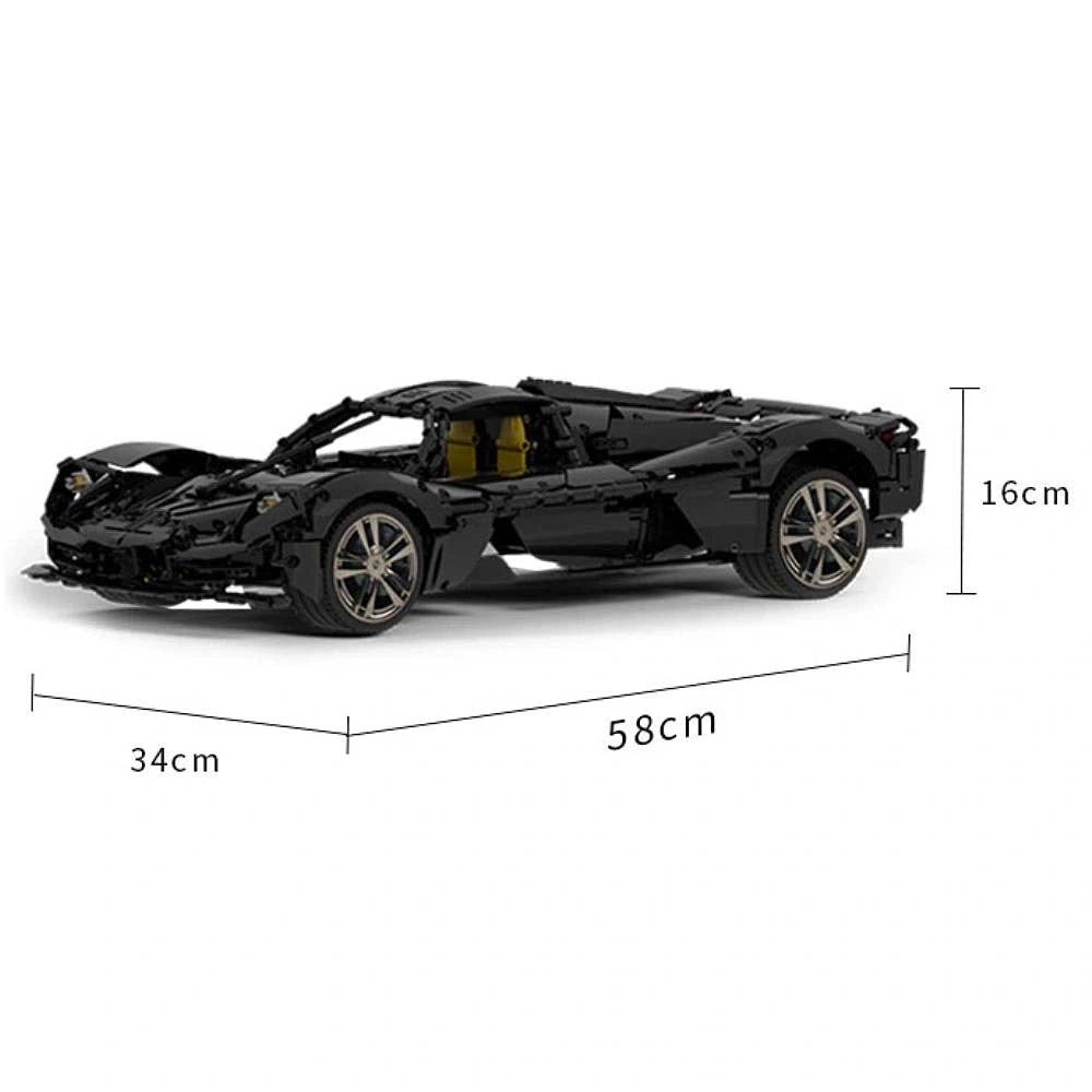 1:8 Black AM Valkyrie Sports Car Building Blocks - 2514 PCS