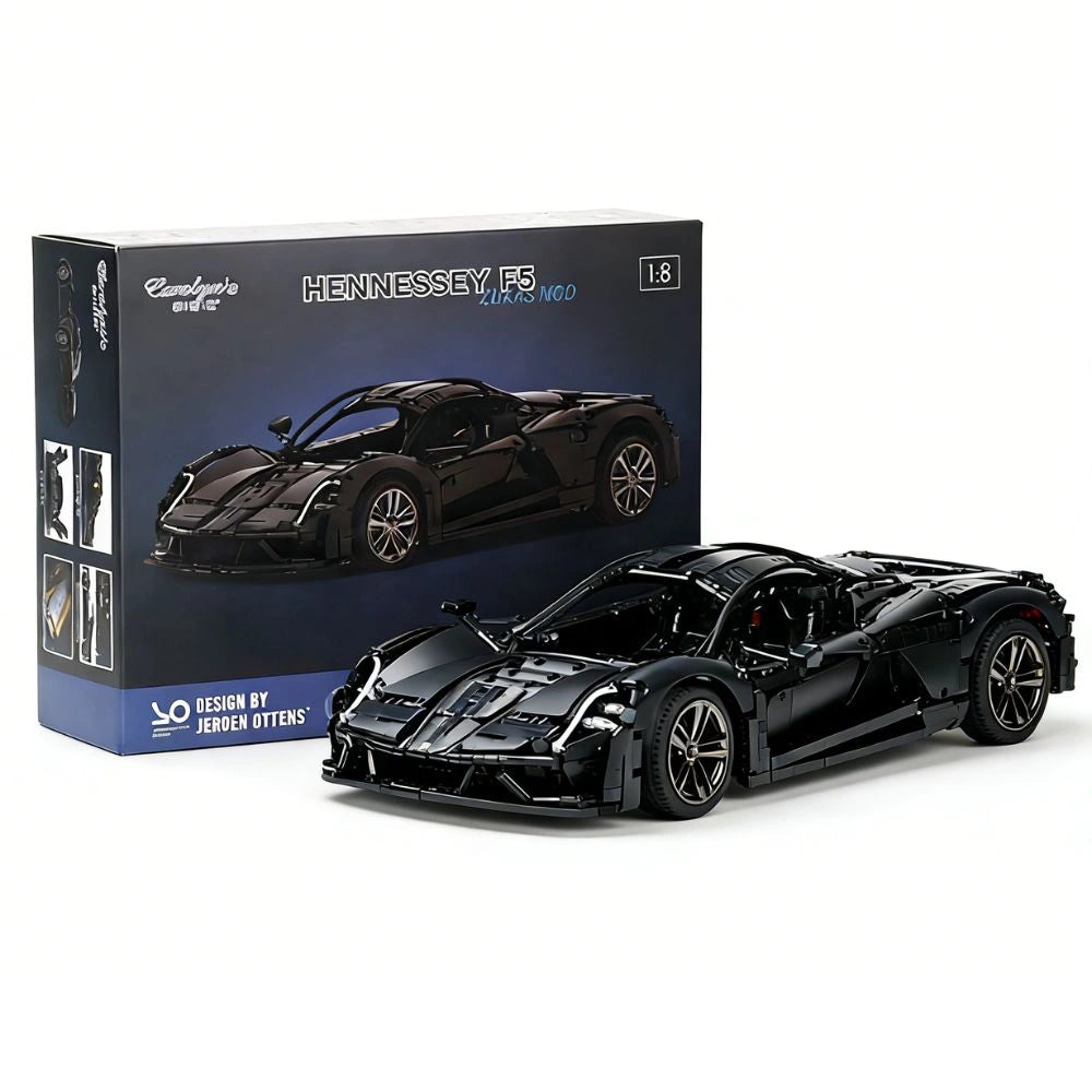 1:8 Black Hennessey F5 Lukas MOD Sports Car Building Blocks - 3048 PCS
