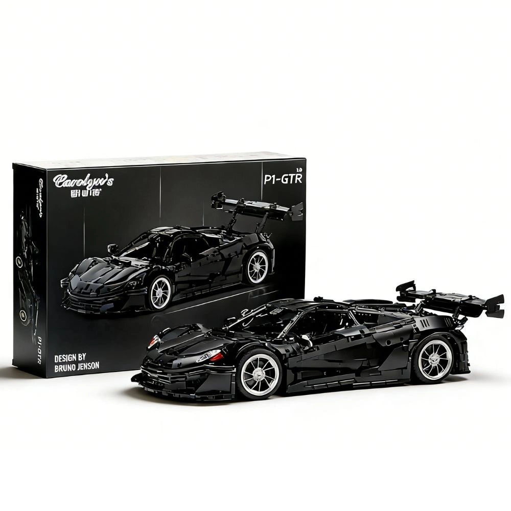 1:8 Black P1-GTR Dynamic Sports Car Building Blocks - 3222 PCS