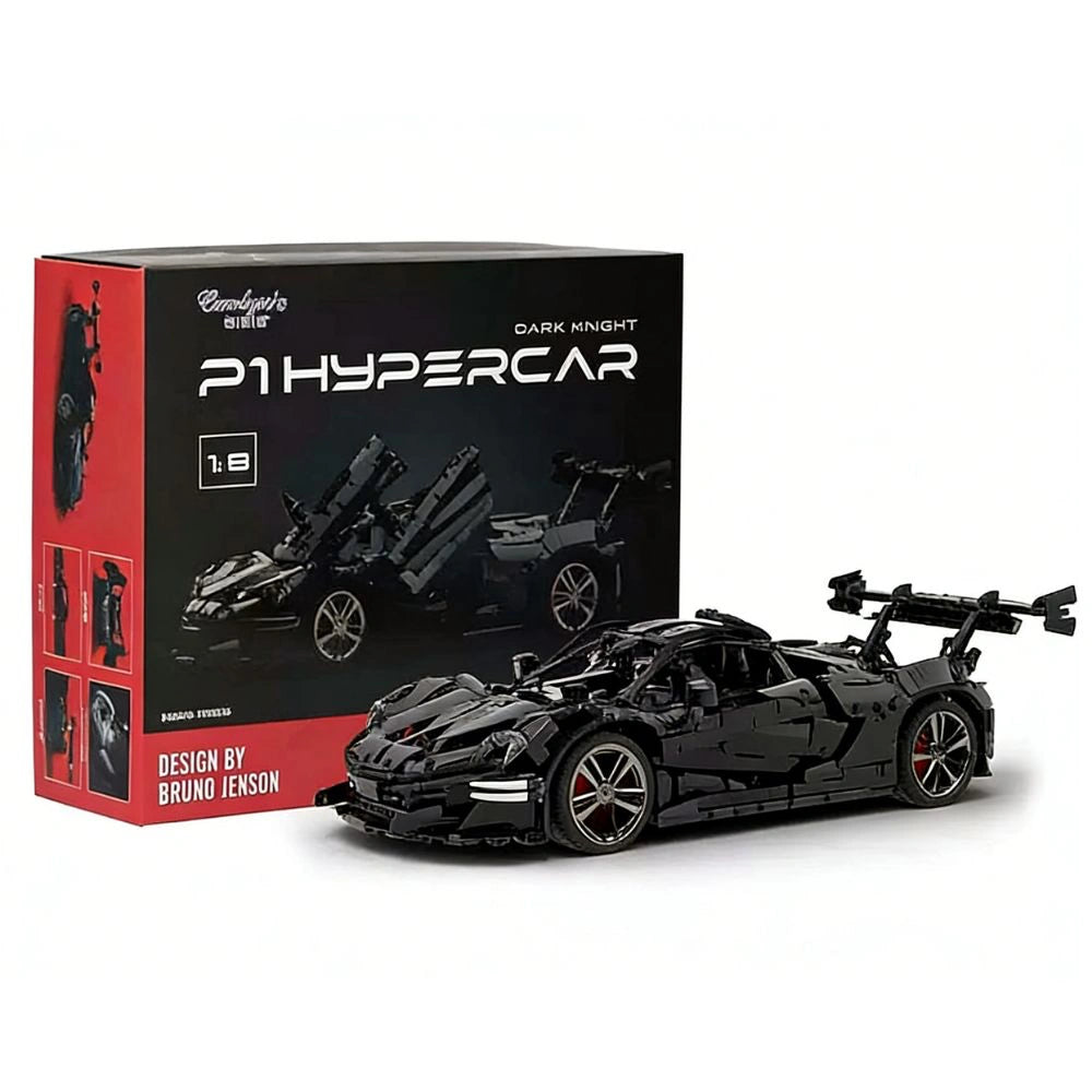 1:8 Black P1-GTR Sports Car Building Blocks - 3323 PCS
