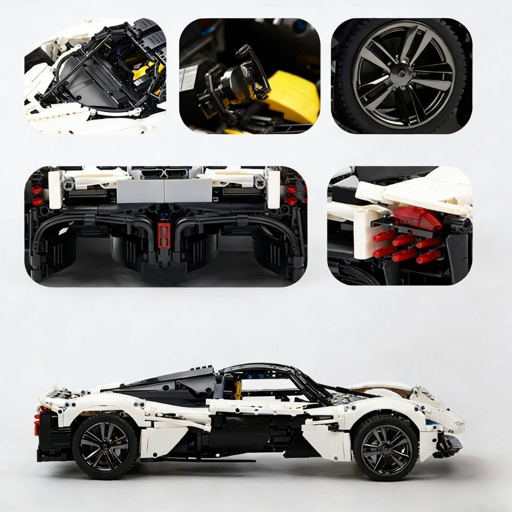 1:8 Cream White AM Valkyrie Sports Car Building Blocks - 2514 PCS