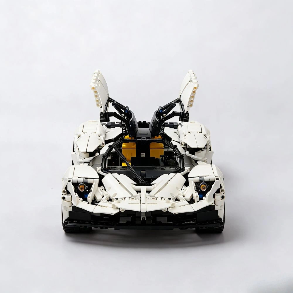 1:8 Cream White AM Valkyrie Sports Car Building Blocks - 2514 PCS