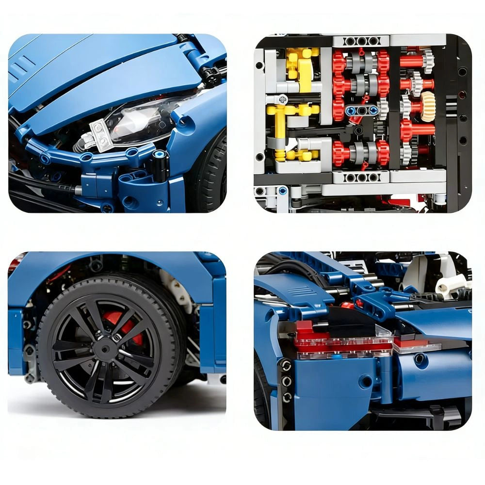 1:8 Dark Blue UK Grand Tourer DB11 Static Sports Car Building Blocks - 2860 PCS