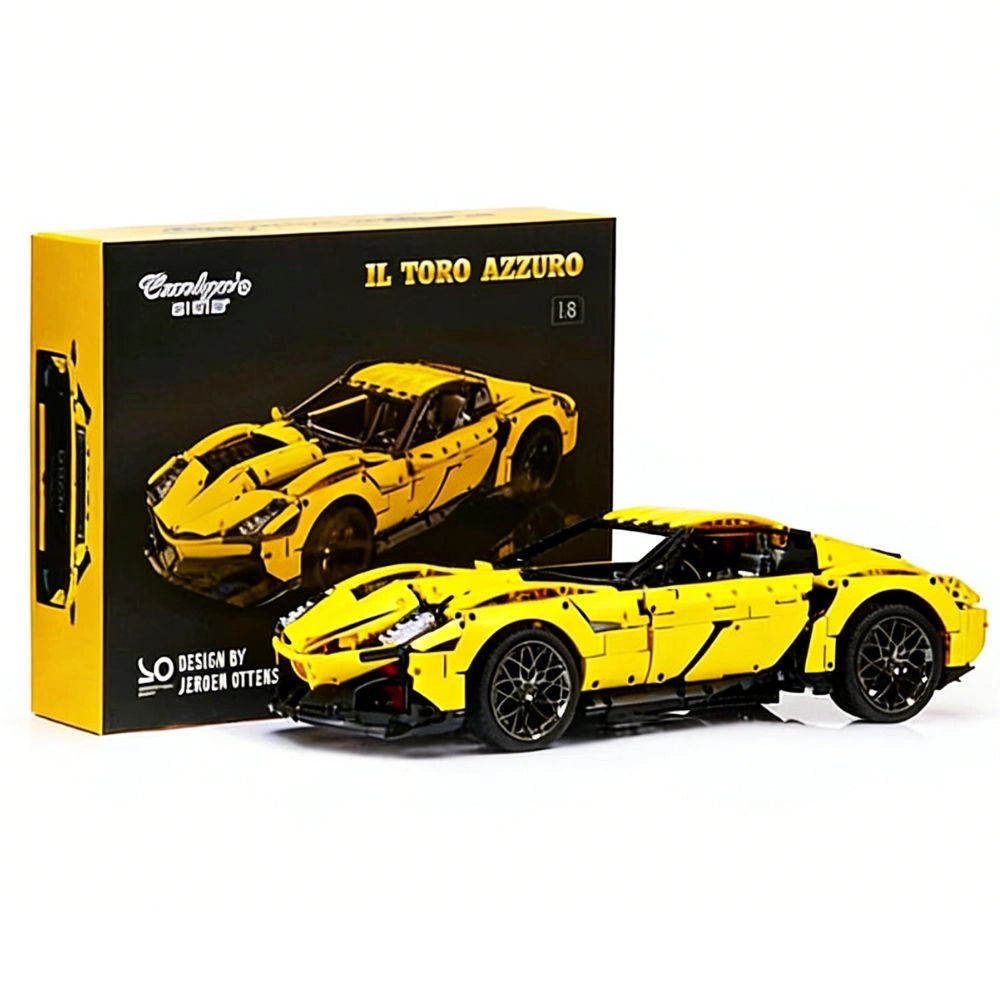 1:8 IL Toro Azzuro Static Sports Car Building Blocks (Yellow/White/Red/Black) - 2586 PCS