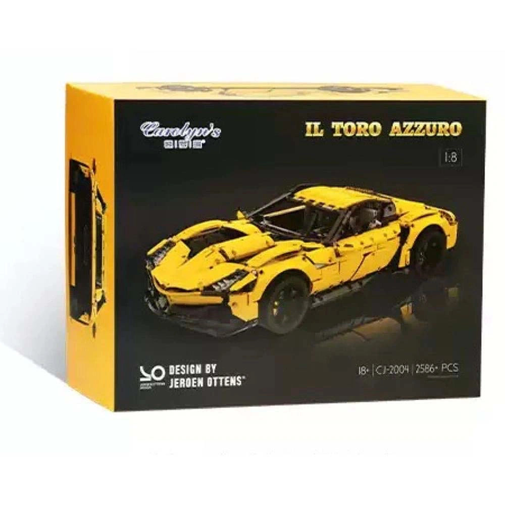 1:8 IL Toro Azzuro Static Sports Car Building Blocks (Yellow/White/Red/Black) - 2586 PCS