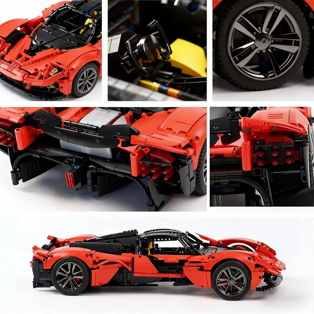 1:8 Red AM Valkyrie Sports Car Building Blocks - 2514 PCS