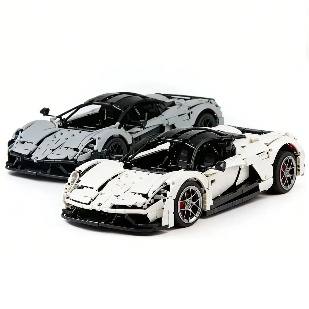 1:8 White & Gray Hennessey F5 Lukas MOD Sports Car Building Blocks - 3048 PCS