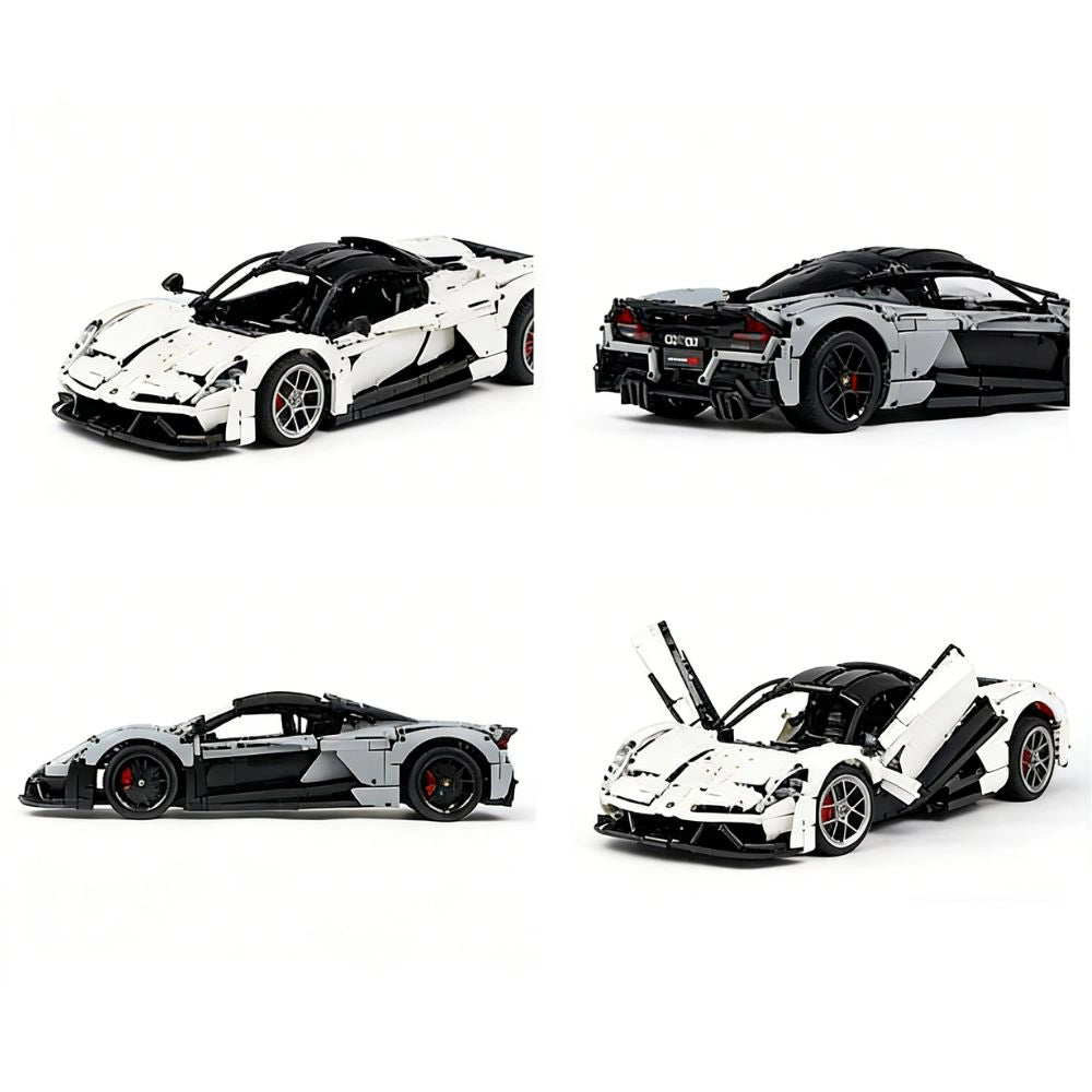1:8 White & Gray Hennessey F5 Lukas MOD Sports Car Building Blocks - 3048 PCS