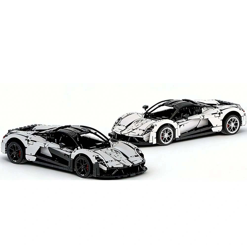 1:8 White & Gray Hennessey F5 Lukas MOD Sports Car Building Blocks - 3048 PCS