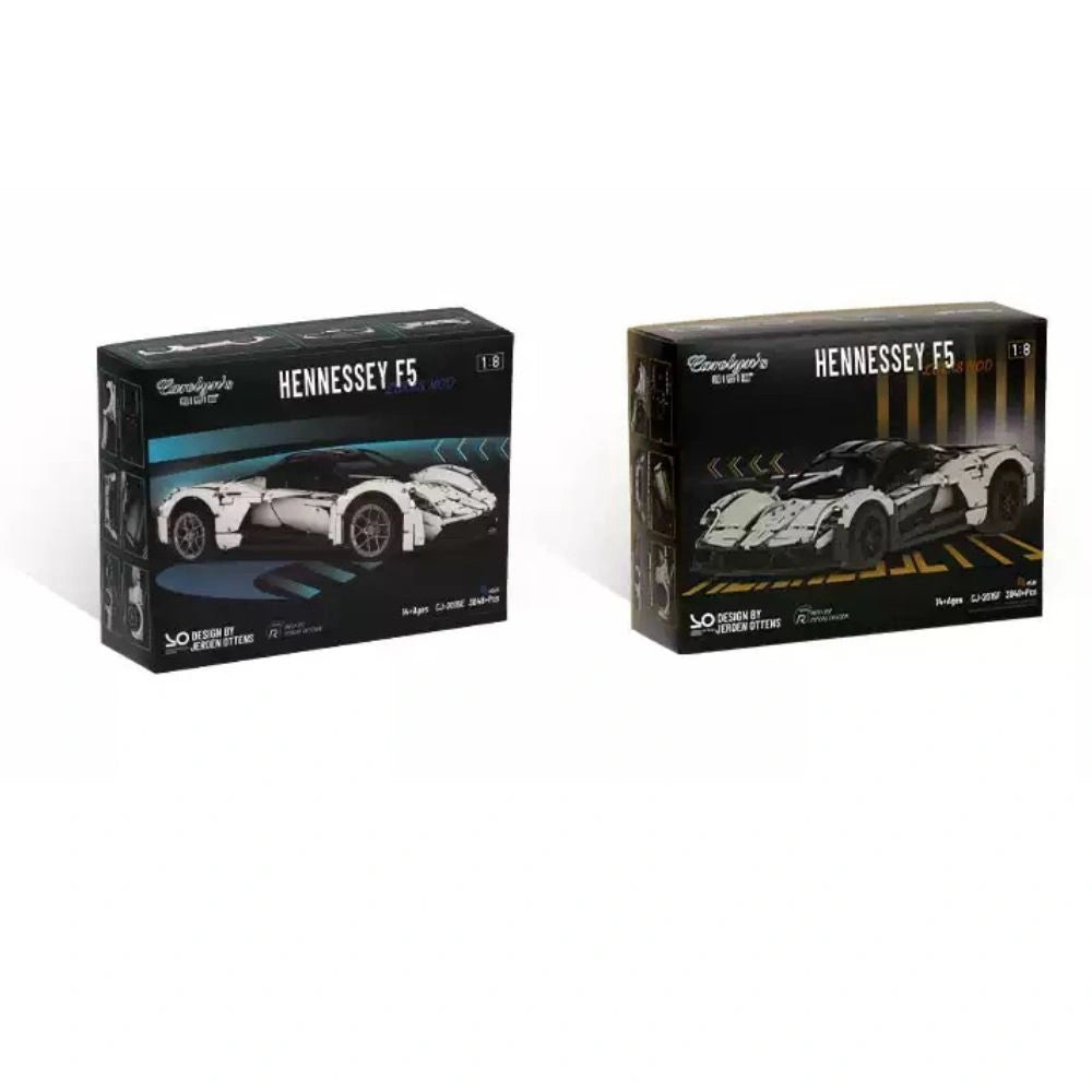 1:8 White & Gray Hennessey F5 Lukas MOD Sports Car Building Blocks - 3048 PCS