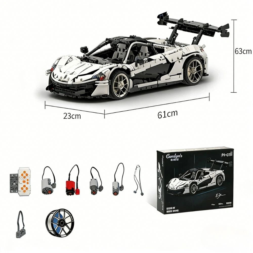 1:8 White P1-GTR Dynamic Sports Car Building Blocks - 3222 PCS