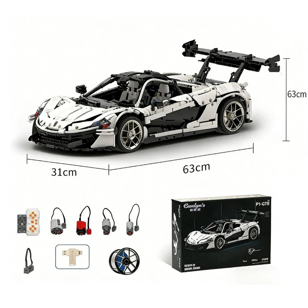 1:8 White P1-GTR Dynamic Sports Car Building Blocks - 3222 PCS
