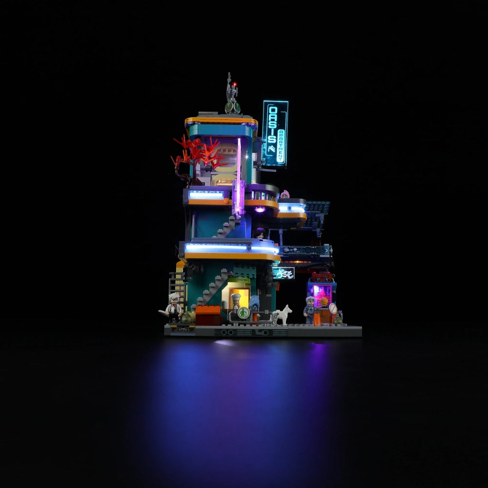 Neon Punk Apartment Street Building Toy – with LED Lights