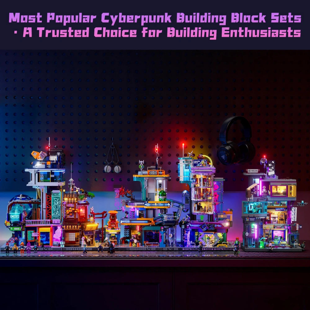 Neon Punk Fashion Store Street Building Toy – with LED Lights