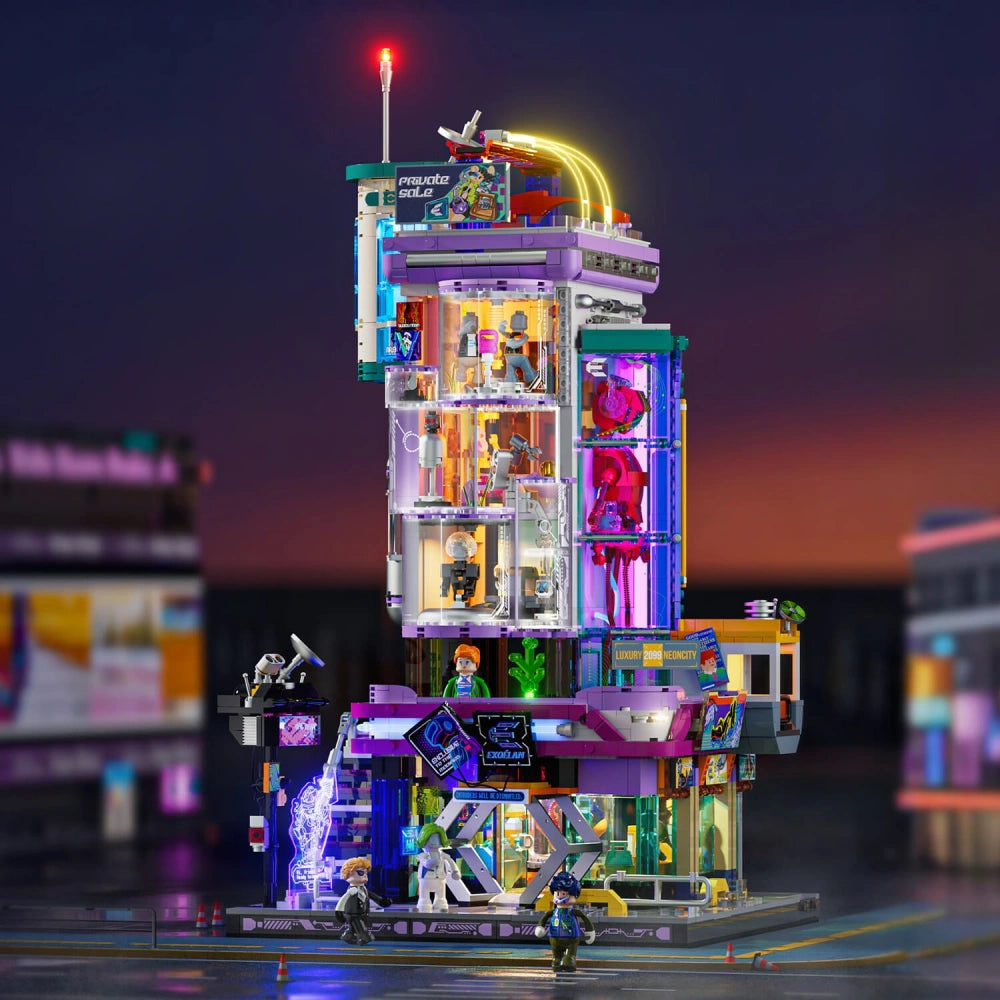 Neon Punk Fashion Store Street Building Toy – with LED Lights