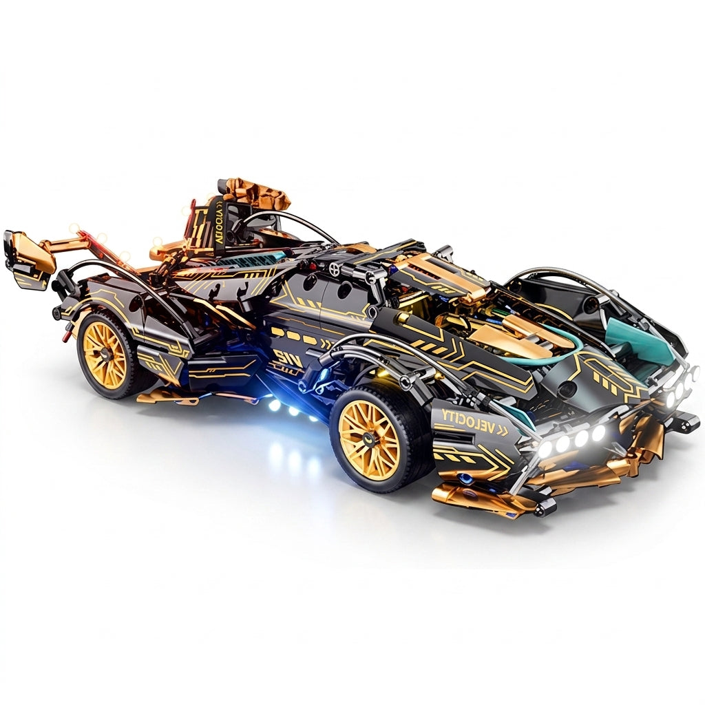 RC V12 Supercar Building Block Set - Gallery 04 White