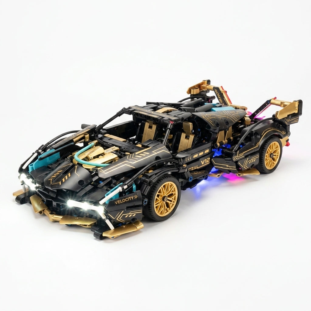 RC V12 Supercar Building Block Set - Gallery 05 White