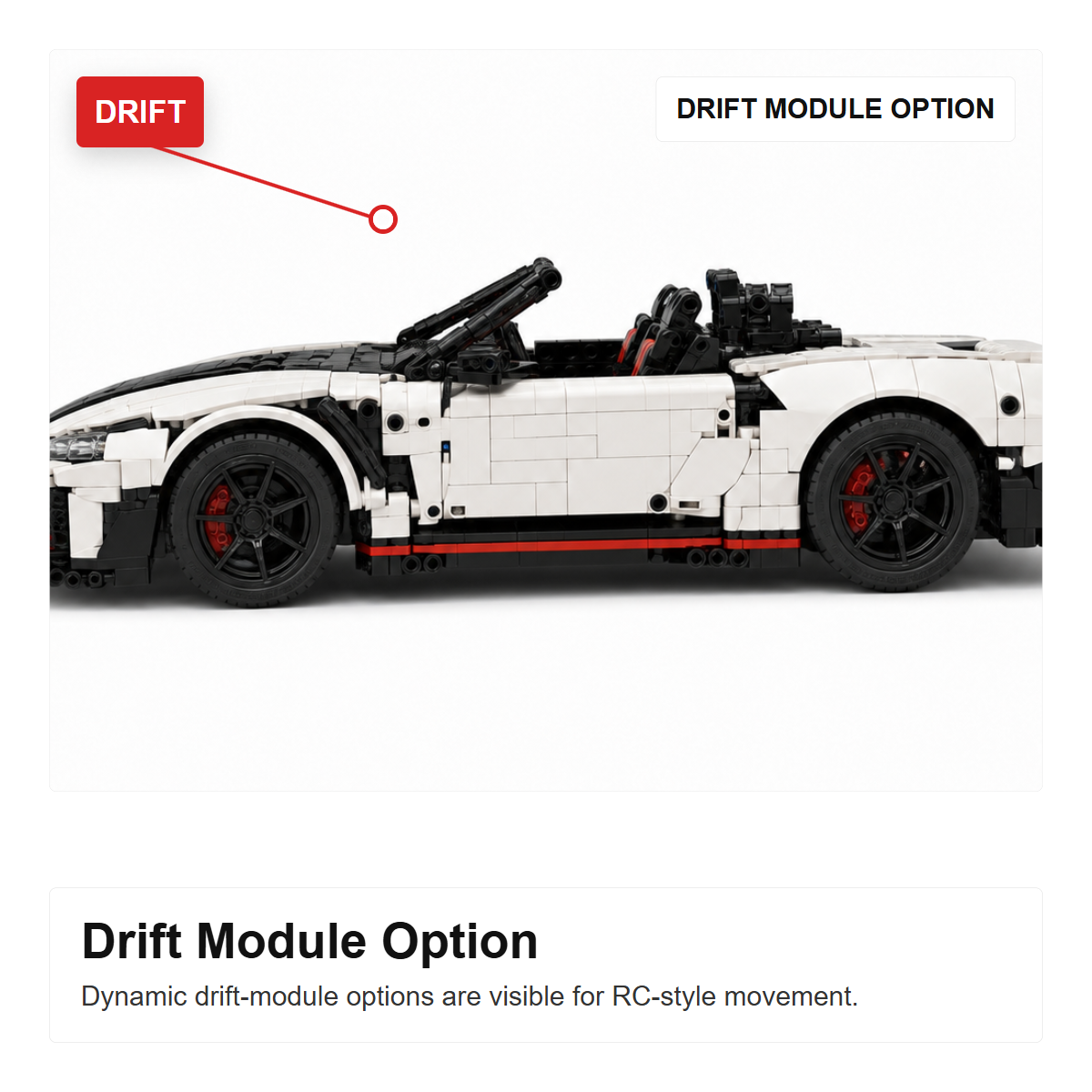 Convertible Electric RC Drift Sports Car Building Block Set - DRIFT MODULE OPTION
