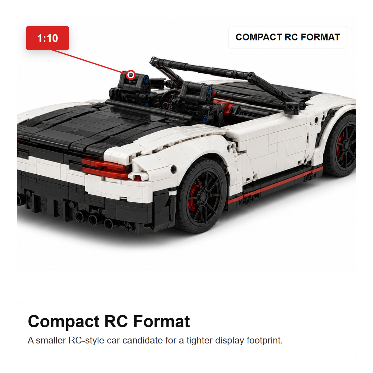 Convertible Electric RC Drift Sports Car Building Block Set - COMPACT RC FORMAT