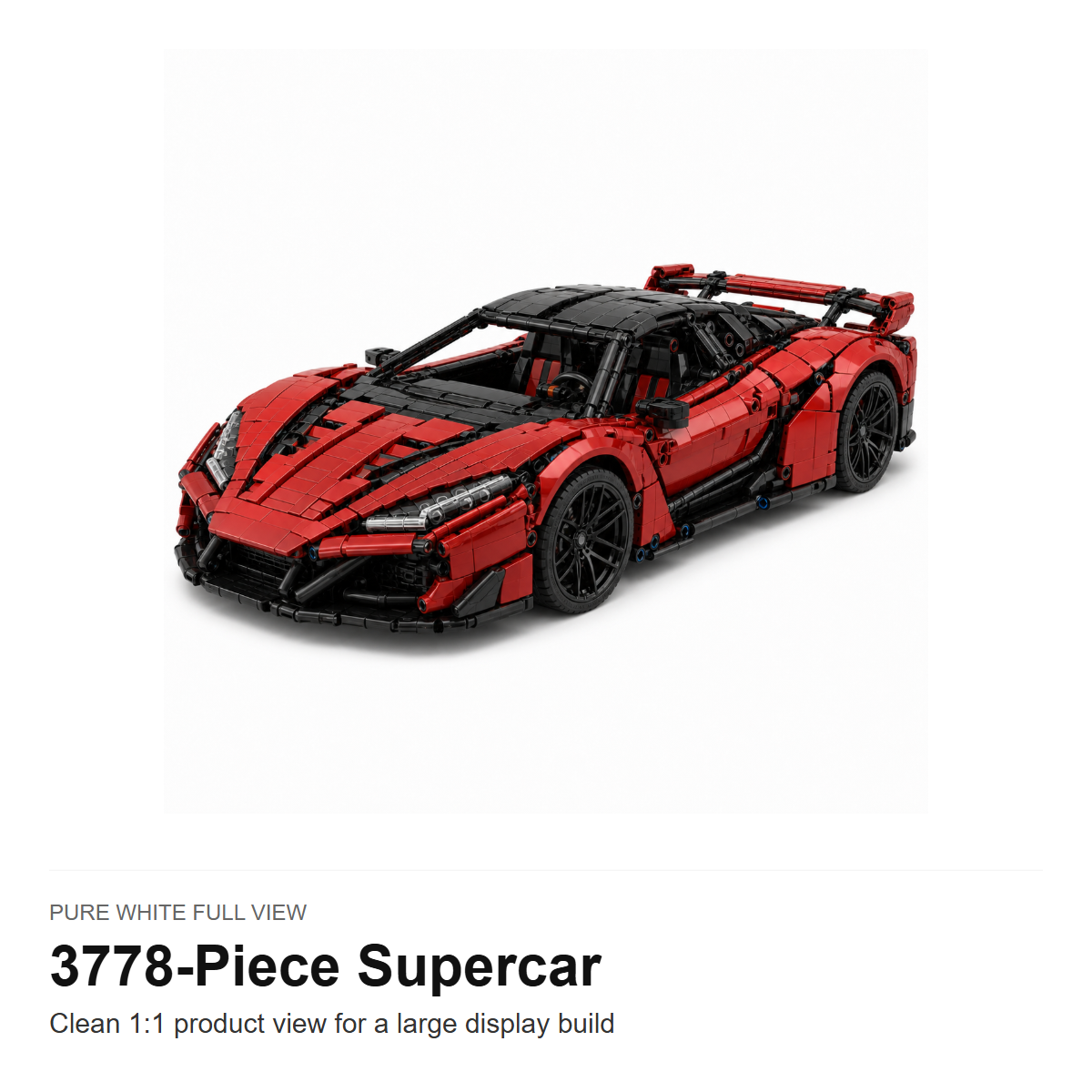 3778-Piece RC Supercar Building Block Set - Pure White Full View