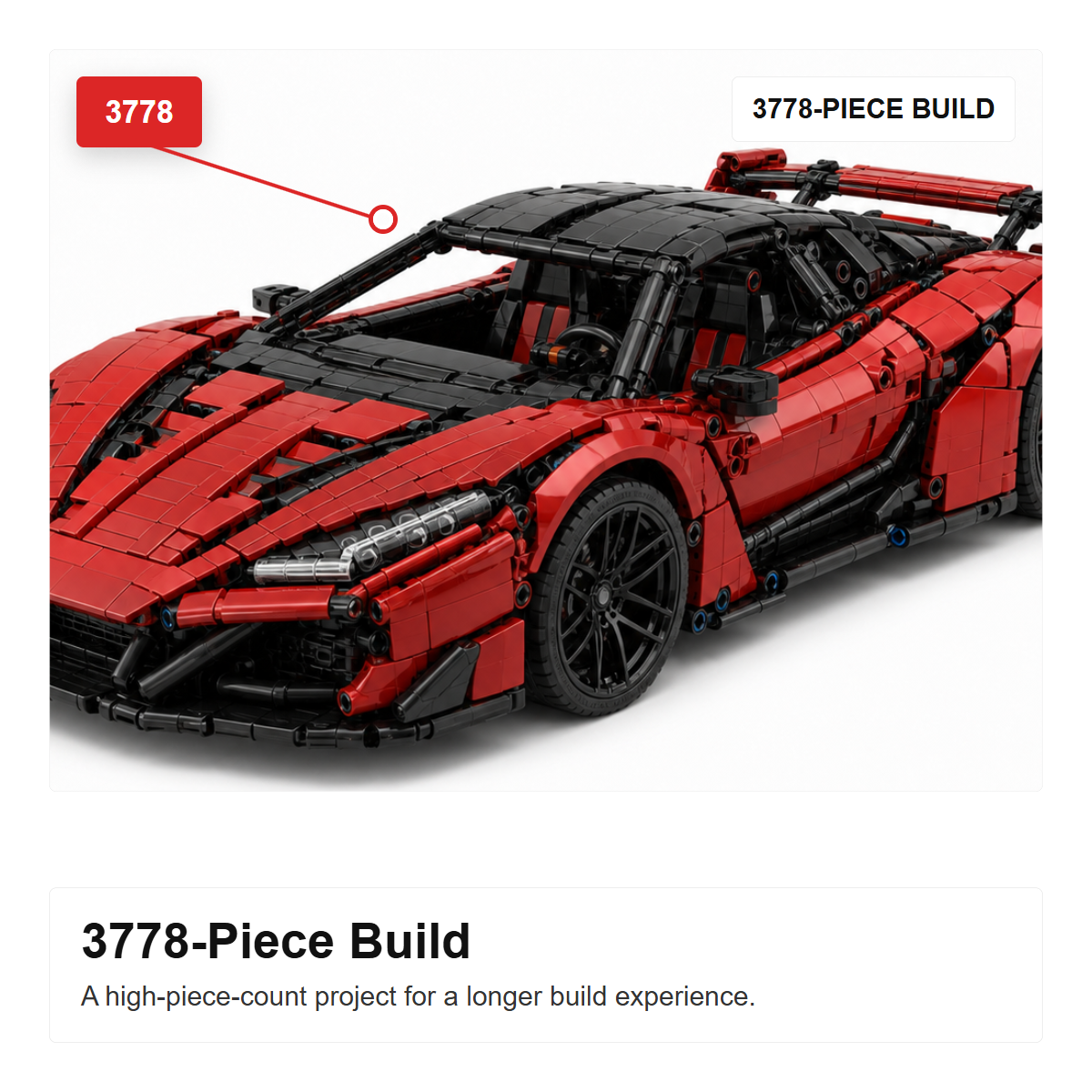 3778-Piece RC Supercar Building Block Set - 3778-PIECE BUILD